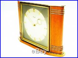 Art Deco Bauhaus Wood- Brass Desk Clock Heinrich Moeller Kienzle Germany