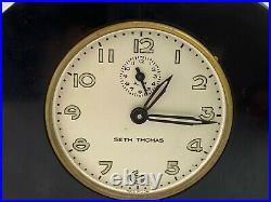 Art Deco Black Marbling Bakelite Catalin Seth Thomas Clock Vintage