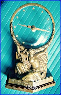 Art Deco Bronze Sylvania Award Bel Geddes Golden Hour Clock Nude Emmy Oscar Tv