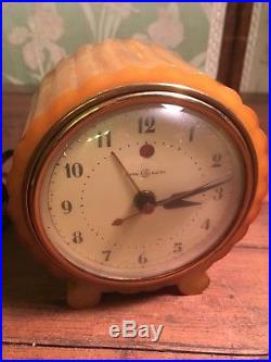Art Deco Butterscotch Bakelite Catalin G E Alarm Clock Works-keeps Time