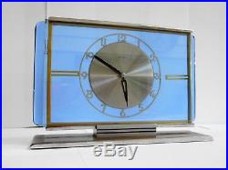 Art Deco Chrome & Glass Table Clock Made By Kienzle / Germany