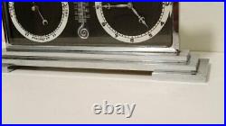 Art Deco Chrome mantel clock barometer and thermomemter
