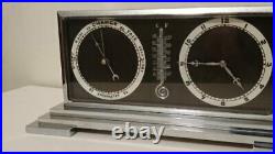 Art Deco Chrome mantel clock barometer and thermomemter