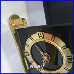 Art Deco Clock Black Glass & Brass British Electric Meters Converted to Quartz