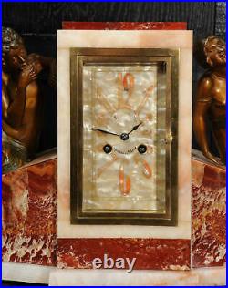 Art Deco Clock Music and Love by Ferdinand Verger