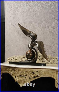 Art Deco Clock Seagull and Wave by Irenee Rochard Stunning