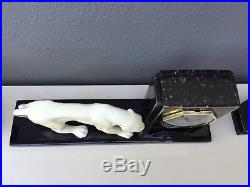 Art Deco Clock Signed By Ody With Stylised Panther Sculpture