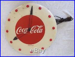 Art Deco Coca Cola Electric Advertising Clock WORKING 1940's Telechron USA