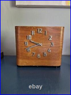 Art Deco Danish Wooden Clock Piggy Bank