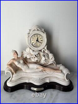 Art Deco Depicting A Flapper Girl On A Fainting Couch Mantel Classic Clock