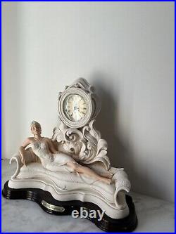 Art Deco Depicting A Flapper Girl On A Fainting Couch Mantel Classic Clock