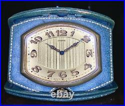 Art Deco Doxa 8 Day folding travel bedside clock, 15 jewel Doxa movement working