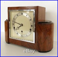 Art Deco Elliott Walnut Quarter Chiming Clock