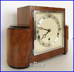 Art Deco Elliott Walnut Quarter Chiming Clock
