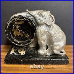 Art Deco Figural Elephant Clock LUX CLOCK Antique Metal Desk Mantle Clock