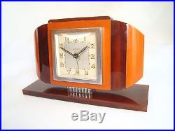 Art Deco French 2 Color Amber & Yellow Bakelite Bayard Alarm Clock