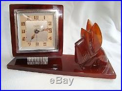 Art Deco French Amber Color Scottie Dog Bakelite Bayard Alarm Clock