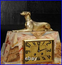 Art Deco French Clock Set Greyhound