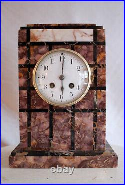 Art Deco French Clock three colored Marble Base Design clock