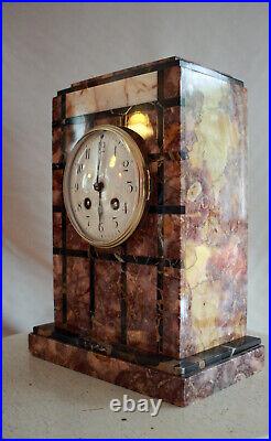 Art Deco French Clock three colored Marble Base Design clock