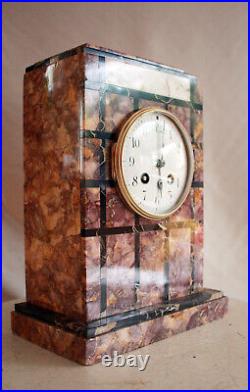 Art Deco French Clock three colored Marble Base Design clock