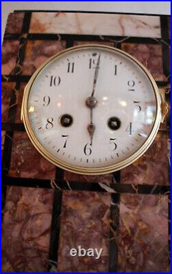 Art Deco French Clock three colored Marble Base Design clock