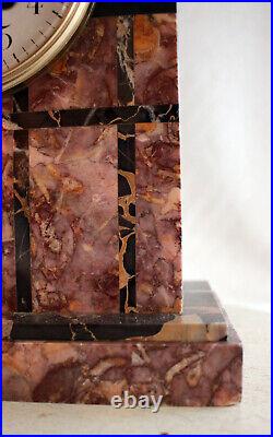 Art Deco French Clock three colored Marble Base Design clock