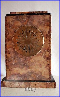 Art Deco French Clock three colored Marble Base Design clock