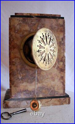 Art Deco French Clock three colored Marble Base Design clock