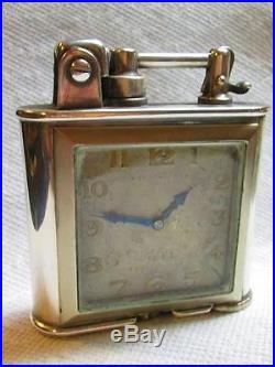 Art Deco French Lancel Regency Lighter With Clock 1930's All Original & Working