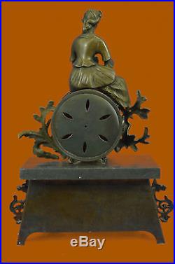 Art Deco French Maiden Mantle Clock Hot Bronze Sculpture Handmade Figure