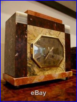 Art Deco French Mantel Clock With Garnitures, Excl. Working Cond. Just Serviced