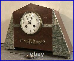 Art Deco French Marble Signed Dial Mantel Table Shelf Clock Japy Freres