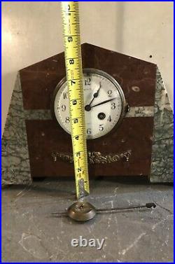 Art Deco French Marble Signed Dial Mantel Table Shelf Clock Japy Freres