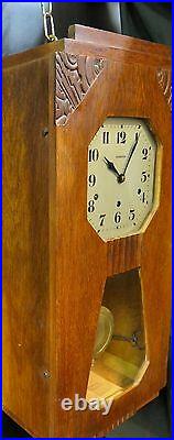 Art Deco French Walnut Wall Clock