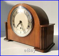 Art Deco Garrard Walnut Quarter Chiming Mantle Clock