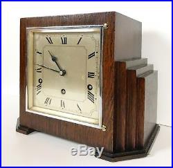 Art Deco Garrard Walnut Quarter Chiming Mantle Clock