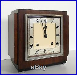 Art Deco Garrard Walnut Striking Mantle Clock Retail By John Smith Derby