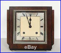 Art Deco Garrard Walnut Striking Mantle Clock Retail By John Smith Derby