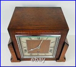 Art Deco Garrard pollard oak westminster chiming mantle clock