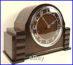 Art Deco German Gufa Oak Triple Chime Mantle Clock Circa 1930