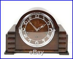 Art Deco German Gufa Oak Triple Chime Mantle Clock Circa 1930