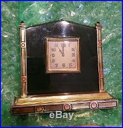 Art Deco Gilt Silver and Enamel Jadeite (jade) Clock