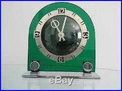 Art Deco Green Acrylic & Chrome Temco Electric Mantel Clock 1930s Working