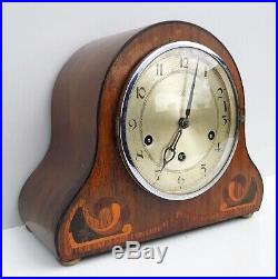 Art Deco HAC Walnut Quarter Chiming Mantle Clock