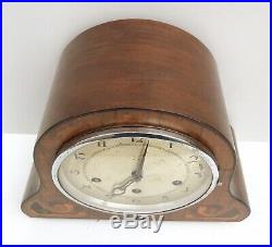 Art Deco HAC Walnut Quarter Chiming Mantle Clock