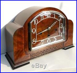 Art Deco Haller Walnut Quarter Striking Clock Superb