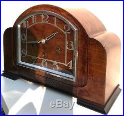 Art Deco Haller Walnut Quarter Striking Clock Superb