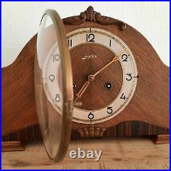 Art Deco Junghans mantel clock, table clock with 2-tone colour and chime