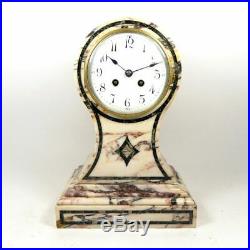 Art Deco Kaminuhr Marmor Pendule clock Jugendstil Lyra Emaille Zifferblatt